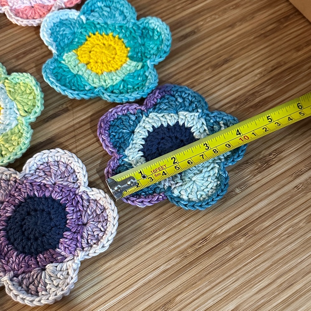 Hand Crafted Colorful Flower Coasters - Picture 2 of 2